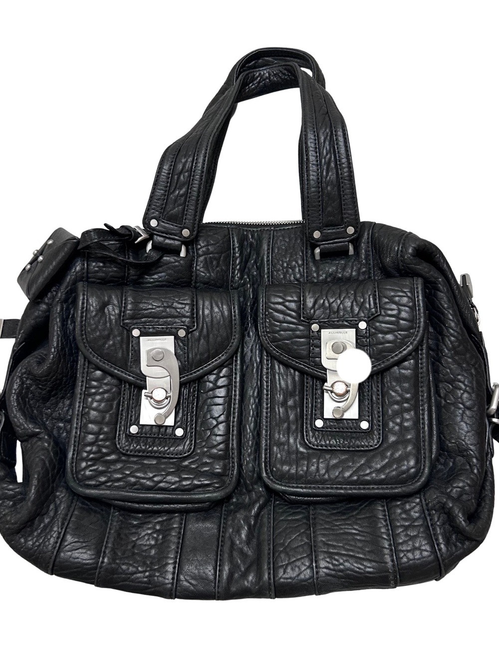 💙MAKE OFFER AlliBelle Y2K Black Textured Leather Pocket Silver Purse Satchel Bag